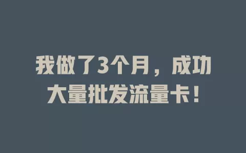 我做了3个月，成功大量批发流量卡！