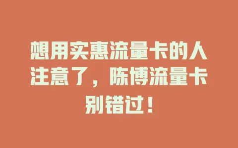 想用实惠流量卡的人注意了，陈博流量卡别错过！