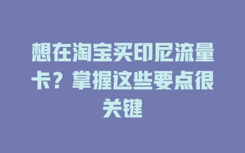 想在淘宝买印尼流量卡？掌握这些要点很关键