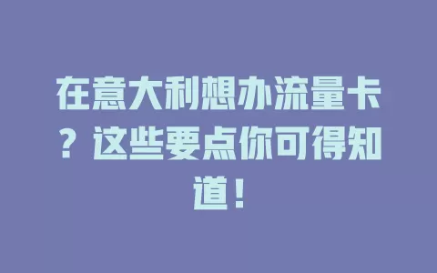 在意大利想办流量卡？这些要点你可得知道！