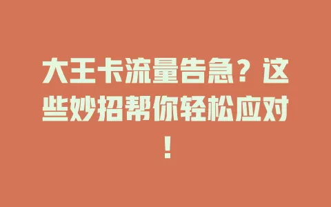 大王卡流量告急？这些妙招帮你轻松应对！