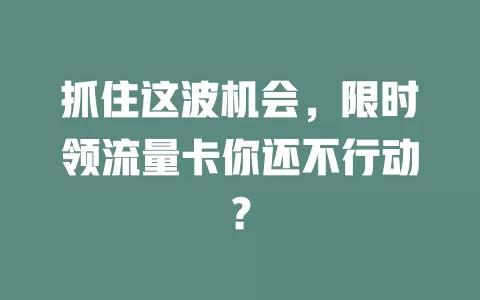 抓住这波机会，限时领流量卡你还不行动？
