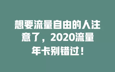 想要流量自由的人注意了，2020流量年卡别错过！
