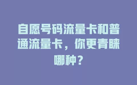 自愿号码流量卡和普通流量卡，你更青睐哪种？