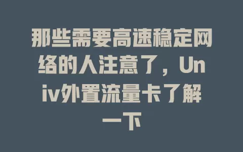 那些需要高速稳定网络的人注意了，Univ外置流量卡了解一下
