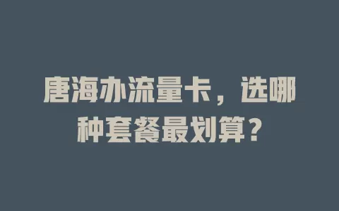唐海办流量卡，选哪种套餐最划算？