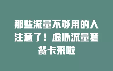 那些流量不够用的人注意了！虚拟流量套餐卡来啦