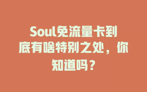 Soul免流量卡到底有啥特别之处，你知道吗？