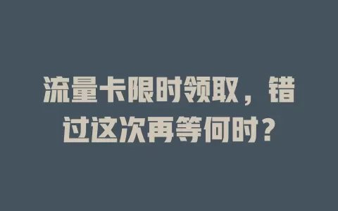 流量卡限时领取，错过这次再等何时？
