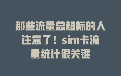 那些流量总超标的人注意了！sim卡流量统计很关键