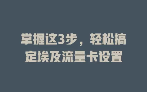 掌握这3步，轻松搞定埃及流量卡设置