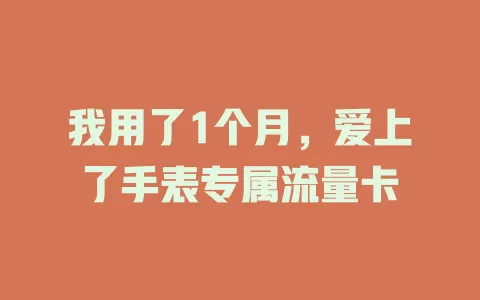 我用了1个月，爱上了手表专属流量卡