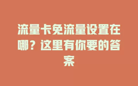 流量卡免流量设置在哪？这里有你要的答案