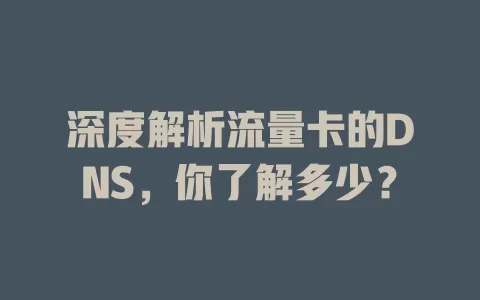 深度解析流量卡的DNS，你了解多少？