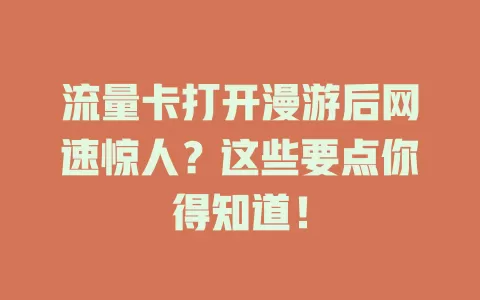 流量卡打开漫游后网速惊人？这些要点你得知道！