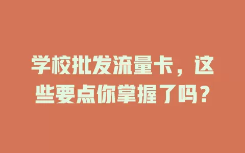 学校批发流量卡，这些要点你掌握了吗？