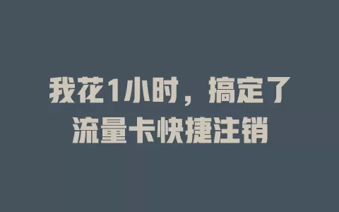 我花1小时，搞定了流量卡快捷注销