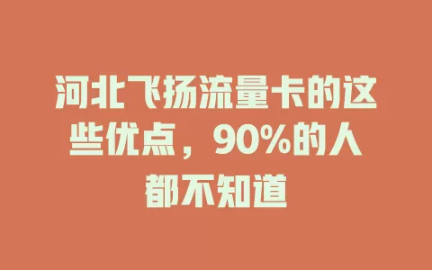 河北飞扬流量卡的这些优点，90%的人都不知道