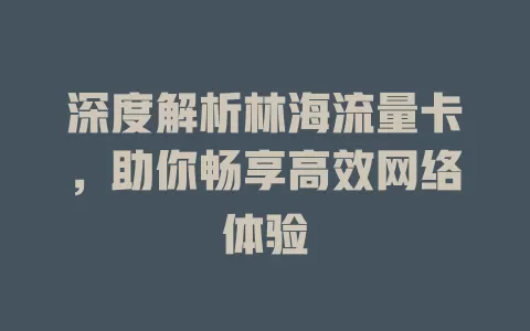 深度解析林海流量卡，助你畅享高效网络体验