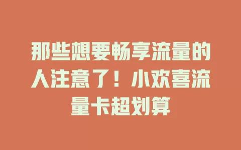 那些想要畅享流量的人注意了！小欢喜流量卡超划算