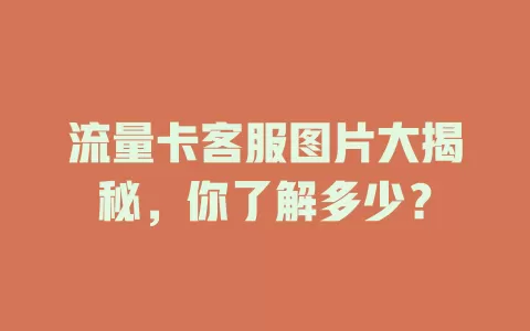 流量卡客服图片大揭秘，你了解多少？