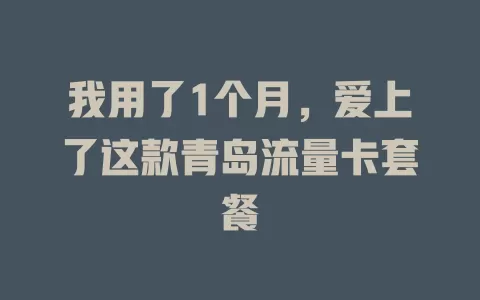 我用了1个月，爱上了这款青岛流量卡套餐