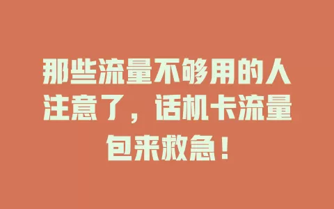 那些流量不够用的人注意了，话机卡流量包来救急！