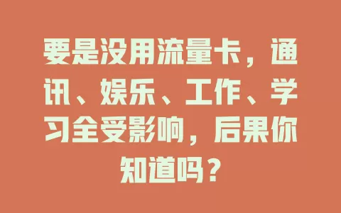要是没用流量卡，通讯、娱乐、工作、学习全受影响，后果你知道吗？