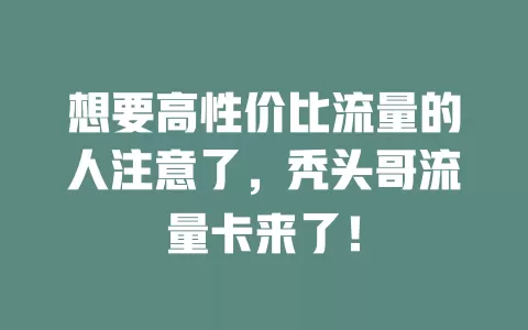 想要高性价比流量的人注意了，秃头哥流量卡来了！