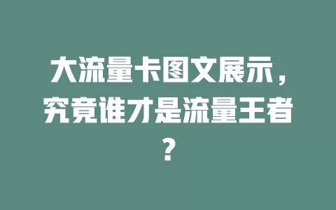 大流量卡图文展示，究竟谁才是流量王者？