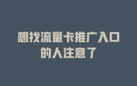 想找流量卡推广入口的人注意了