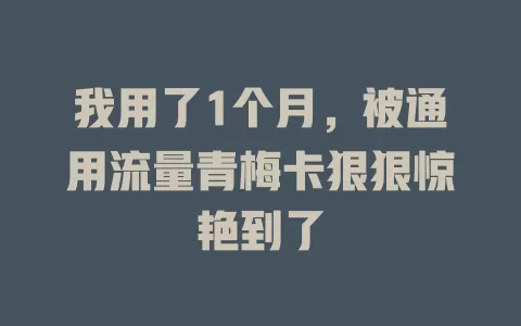我用了1个月，被通用流量青梅卡狠狠惊艳到了