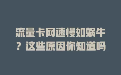 流量卡网速慢如蜗牛？这些原因你知道吗