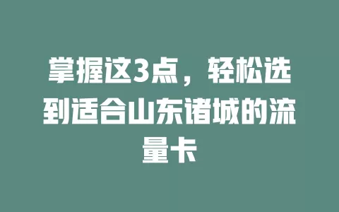 掌握这3点，轻松选到适合山东诸城的流量卡
