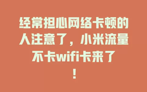 经常担心网络卡顿的人注意了，小米流量不卡wifi卡来了！