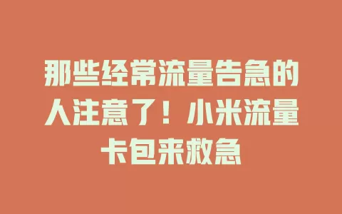 那些经常流量告急的人注意了！小米流量卡包来救急