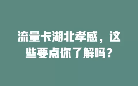 流量卡湖北孝感，这些要点你了解吗？