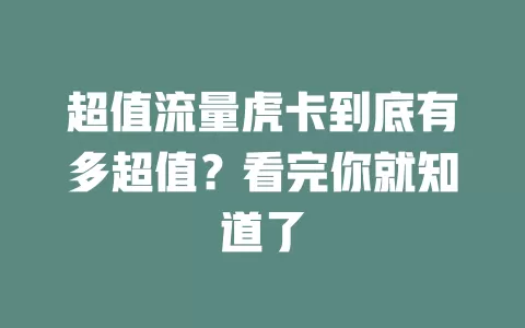 超值流量虎卡到底有多超值？看完你就知道了