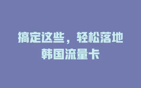 搞定这些，轻松落地韩国流量卡