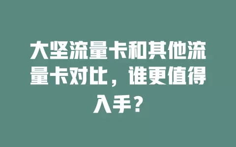 大坚流量卡和其他流量卡对比，谁更值得入手？