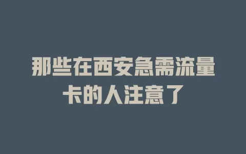 那些在西安急需流量卡的人注意了