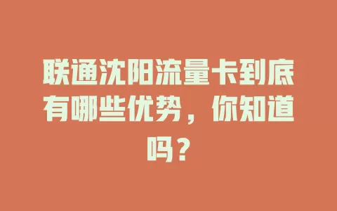 联通沈阳流量卡到底有哪些优势，你知道吗？