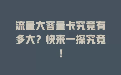 流量大容量卡究竟有多大？快来一探究竟！