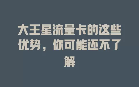 大王星流量卡的这些优势，你可能还不了解