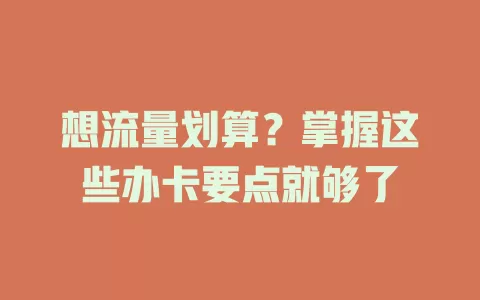 想流量划算？掌握这些办卡要点就够了