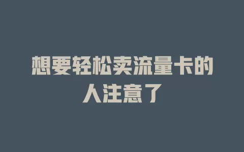 想要轻松卖流量卡的人注意了