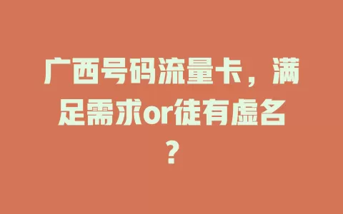 广西号码流量卡，满足需求or徒有虚名？