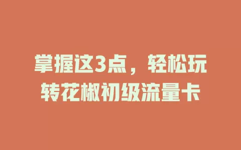 掌握这3点，轻松玩转花椒初级流量卡