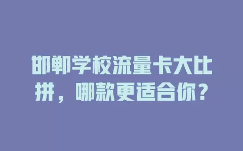 邯郸学校流量卡大比拼，哪款更适合你？