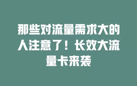 那些对流量需求大的人注意了！长效大流量卡来袭
